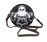 Gym Ghost Lifting A Barbell Sac à bandoulière rond en cuir pour femme