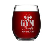 Gym I Thought You Said Gin! Verres à vin amusants sans pied gravés au laser, idée originale pour lui, elle, maman, épouse, patron, 45 ml