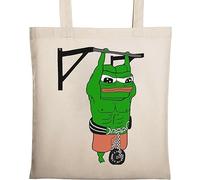 Gym Pepe The Frog Funny Swole Meme Sac fourre-tout en coton écologique Beige