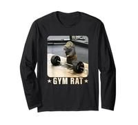 Gym Rat Deadlift Training Funny Cute Rat Weightlifting Meme Manche Longue