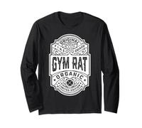 Gym Rat Vintage Whisky Label Bodybuilding Gym Workout Men Manche Longue