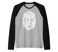 Gym Rat Vintage Whisky Label Bodybuilding Gym Workout Men Manche Raglan