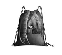 Gym Sack Randonnée Mystique avec des Éléphants Noirs Et Blancs Sacs À Cordon Sport Sacs Piscine Imperméable Sac À Dos pour Gym Camping Ecole M