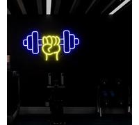 GYM - Signe néon Dumbbell - Lumière néon - Panneau mural ouvert - Cadeau pour elle - Lampe de chambre à coucher