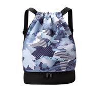 Gym String Bag Backpack - Waterproof Draw Cord Sports Carry Sack With Shoe & Wet Dry Compartment, Durable Travel Pack | Portable Equipment Holder For Fitness Training Outdoor Activities Cycling Footba