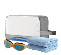 Gym Toiletry Bag, Gym Toiletry Bag, Waterproof Portable, Large Storage Organizer with Zipper for Swimming, Fitness, Vacation, Women, 4.13x6.3 inches, Moon White, Fog Ash, Black Ink