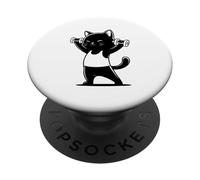 Gym Workout Black Cat Pocket Print Training Fitness Exercice PopSockets PopGrip Adhésif