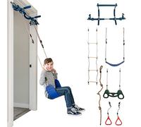 Gym1 - Kit de Gym Enfants pour Portes de 6 Pièces - Balançoire pour Enfants inclut siège, Anneaux, Trapèze, Échelle, Corde Et Barre de Traction-Ensemble Balançoire Sensorielle Accessoire Aire de Jeux