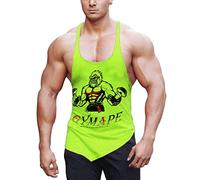 GYMAPE Hommes Retour en Y La Musculation Entraînement Raidisseur Débardeurs Le Muscle T-Shirts sans Manches avec Ourlet incliné Couleur Jaune Taille S