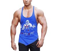 GYMAPE Hommes Retour en Y La Musculation Entraînement Raidisseur Débardeurs Le Muscle T-Shirts sans Manches avec Ourlet incliné Couleur Bleu Taille L