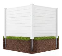 GYMAX 122 x 95 cm Clôture de Jardin en Plastique Décoratif 2 Panneaux, Clôture de Confidentialité avec Piquets Galvanisés, Brise-Vue pour Climatiseur Poubelles Cour Extérieur (Blanc)
