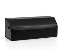 GYMAX 35/51 L Rangement Coffre de Voiture avec Couvercle, Séparateur Amovible, Organiseur de Coffre de Voiture Pliable en Cuir avec Poignées, Grande Capacité, pour SUV, Berline, Camping et Maison