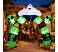 GYMAX 3m Arche Gonflable Halloween Extérieure OVNI Alien Lumineuse | Halloween Gonflable Géante d'Halloween,Souffleur Intégré, Montage Rapid,Jardin, Pelouse, 320 x 35 x 300 cm