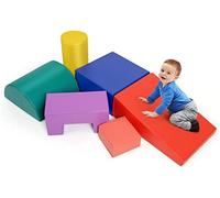 GYMAX 6 Modules de Motricité en Mousse, Set de Jouet d'apprentissage Créatif pour Enfants 3+ Ans, Blocs de Construction à Différentes Formes & Couleurs pour Maison, Crèche, Écoles Maternelles