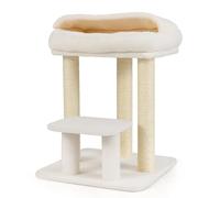 GYMAX 61cm Arbre à Chat, Perchoir en Peluche Demi-Fermé Confortable, Plateforme de Saut, Griffoir en Sisal, Tour d'Activités de Chat pour Reposer, Jouer et Aiguiser, Mobilier pour Animaux de Compagnie