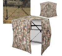 GYMAX Abri de Chasse pour 2-3 Personnes, avec Vision à 360°, Tente de Chasse avec Une Porte Ouverte, Sac de Transport Portable, 8 Piquets de Sol et 4 Cordes Coupe-Vent