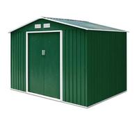 GYMAX Abri de Jardin Métallique Extérieur 213X127X185CM, avec Porte Coulissante, 2 Fenêtres Ventilée et Toit en Pente, Vert