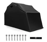 GYMAX Abri Moto Extérieur Pliable, Housse Imperméable 3 Couches, Support Stable en Métal, Fenêtre Enroulable, Garage de Protection, Stockage, Rangement pour Outils, Bois, Vélo 345 x 137 x 190 cm