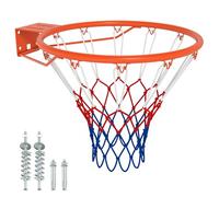 GYMAX Anneau de Basketball Standard 45cm, Compatible avec Plupart des Panneaux, Ressorts Amortisseurs & Filet Résistant aux Intempéries, Kit de Fixation Inclus, pour Usage Intérieur Extérieur (Orange)