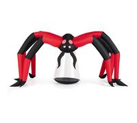 GYMAX Araignée Gonflable d'halloween 150cm, Décoration d'halloween avec Yeux Rouges Brillants et Lumière LED, Décoration d'halloween avec Souffleur pour Jardin, Cour, Fête