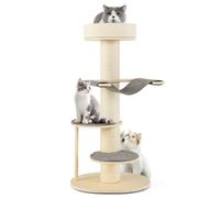 GYMAX Arbre à Chat à 4 Niveaux 120CM, Plateformes de Saut, Hamac, Perchoir Supérieur, Griffoirs en Sisal, Tapis Amovible, Centre d'Activités d'Intérieur pour Chat