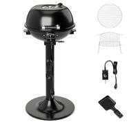 GYMAX Barbecue Électrique sur Pied, Puissance 1600W, Température Réglable 93-218℃, Gril d'Isolation, Bac à Graisse Amovible, Support Robuste, Grill Intérieur et Extérieur