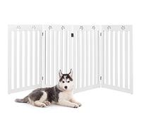 GYMAX Barrière de Sécurité en Bois Pliable 80x50CM pour Chiens avec 3/4 Panneaux, Barrière Extensible avec Charnières Flexibles à 360°, Clôture Jolie pour Animaux (4 Pièces, Blanc)