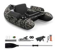 GYMAX Bateau Gonflable de Pêche 1 Place avec Dossier Ajustable | Canot Pneumatique Portable avec Pagaie en Aluminium, Pompe, Sangles Réglable, Kayak de Pêch avec Capacité de Charge 160 KG
