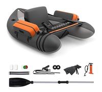 GYMAX Bateau Gonflable de Pêche 1 Place avec Dossier Ajustable | Canot Pneumatique Portable avec Pagaie en Aluminium, Pompe, Sangles Réglable, Kayak de Pêch avec Capacité de Charge 160 KG