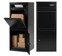 GYMAX Boîte à Colis Lettres 41 x 38 x 102 cm, Verrouillable Antivol, Coussin Amortisseur Intégré, Étanche en Métal Galvanisé, pour Exterieur, Maison, Porche, Bord de Route