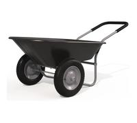 GYMAX Brouette de Jardin 2 Roues, avec Cuve de 140 L, Contenant en PP, Cadre en Fer, Charge 150 kg, pour Jardin et Entrepôt, Noir