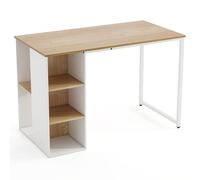 GYMAX Bureau avec 5 Compartiments de Rangement, Table 115x60cm, Cadre Robuste en Métal, Moderne Polyvalent pour Études Travail pour Maison, Chambre, Studio