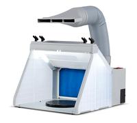 GYMAX Cabine de Peinture Aérographe, Cabine de Pulvérisation Portable avec 3 Lumières LED, Plateau Tournant, Ventilateur, Filtre, Tuyau d'Extension d'Échappement, pour Peinture, Modélisme, Artisanat