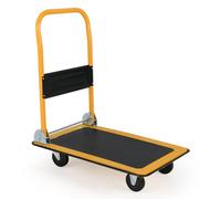 GYMAX Chariot à Plateforme Antidérapante, Diable à Main Rabattable Pliable,4 Roues Déplacement Facile, Chariot de Transport, Manumention, Déménagements, Jardinage, Capacité 150 KG (Jaune)