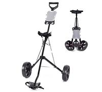 GYMAX Chariot de Golf à 2 Roues, Voiturette Golf Pliable avec Tableau de Score, Chariot de Golf Manuel avec Cadre en Acier Stable et Robuste, 97,5 x 68 x 111 cm, Noir