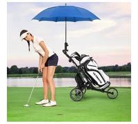 GYMAX Chariot de Golf Pliable à 3 Roues en Aluminium avec Poignée Réglable, Roue Arrière avec Frein et Porte-Parapluie, Gris