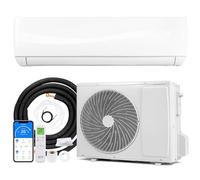 GYMAX Climatiseur Split Reversible 24000 BTU, Chauffage et Refroidissement, 7 Modes & 5 Vitesses, Réfrigérant R32, Auto-nettoyage, WiFi APP et Télécommande, Clim Inverter pour Pièces jusqu’à 110㎡