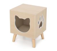 GYMAX Condo pour Chatons avec Pieds, avec Couvercle de Rangement Amovible, Entrée et Fenêtre, Meubled'Intérieur pour Chats, pour Chambre, Salon