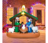 GYMAX Décorations de Noël Gonflables, Scène de Naissance de Jésus, avec Lumières LED Intégrées, Décoration Festive Sacré 172x76x180 CM pour Intérieur/Extérieur, Pelouse, Jardin