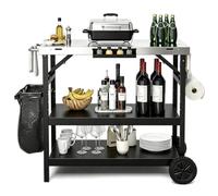 GYMAX Desserte Plancha Extérieur avec 2 roulettes, Chariot Barbecue Jardin