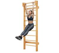 GYMAX Échelle Suédoise en Bois 100KG Chargé 195x80x14cm Durable Espalier de Gymnastique Mural Exercises à Domicile