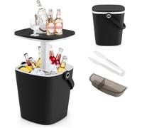 GYMAX Glacière et Table d'Appoint 2-en-1, Isolation 6-8H, Capacité 15 L, avec Couvercle Relevable, avec Poignée, pour Camping