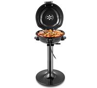 GYMAX Gril Barbecue Électrique sur Pied, Température 93-218°C, Puissance 1600W, Usage Intérieur et Extérieur, Portable avec Support pour Terrasse Balcon Cuisine Jardin