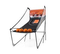 GYMAX Jeu d'Arcade de Basket-Ball pour 1-4 Enfants avec 2 Cerceaux et 4 Ballons, 8 Modes de Jeu, Pompe Fournie, Effet de Son, Marqueur Électronique, Jouet Dede Tir au Basket Pliable