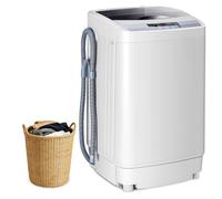 GYMAX Lave-Linge Automatique, Mini Machine à Laver 4,5 KG, 10 Programmes, 8 Niveaux d'Eau, avec Affichage LED, Pompe de Vidange, pour Maison, Appartement, Camping, Dortoir