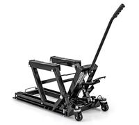 GYMAX Lève-Moto Charge 680KG, Cric de Moto Mobile avec 4 roulettes, Manipulation Facile avec Pédalier, Hauteur Réglable 3 Position 12-38cm, Outil Manutention pour Garage, Atelier, Réparation (Noir)