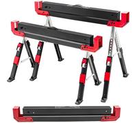 GYMAX Lot de 2 Tréteaux en Métal, Charge Max 1180KG, Tréteaux avec Bras de Support en Forme A &Hauteur Réglable(62-83CM)