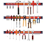 GYMAX Lot de 3 Barres Magnétiques 46 CM Capacité de Charge de 10 KG pour Outils, Porte-Outils Mural en Ferrite, Baguette Aimantée pour Outils, Convient pour Cuisine, Garage, Atelier