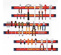GYMAX Lot de 6 Barres Magnétiques 46 CM Capacité de Charge de 10 KG pour Outils, Porte-Outils Mural en Ferrite, Baguette Aimantée pour Outils, Convient pour Cuisine, Garage, Atelier