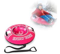 GYMAX Luge à Neige Gonflable, Tube à Neige Robuste avec Sangle de Traction Détachable, PVC Résistant au Froid, Valve 3-en-1 & Poignées, Jouet d'hiver Extérieur, pour Enfants et Adultes